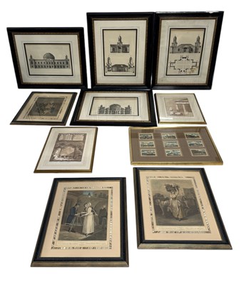 Lot 761 - A SET OF FOUR ARCHITECTURAL PRINTS ALONG WITH WHEATLEY PRINTS AND OTHERS (10)