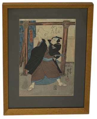 Lot 762 - AN ANTIQUE JAPANESE WOODBLOCK PRINT