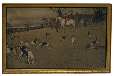 Lot 821 - CECIL ALDIN: A PRING DEPICTING A FOX HUNT