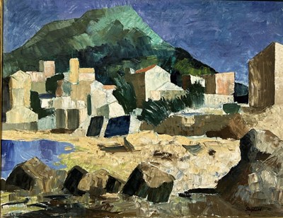 Lot 580 - SIDNEY HORNE SHEPHERD (1909-1993): AN OIL PAINTING ON CANVAS DEPICTING THE ISLAND OF ELBA