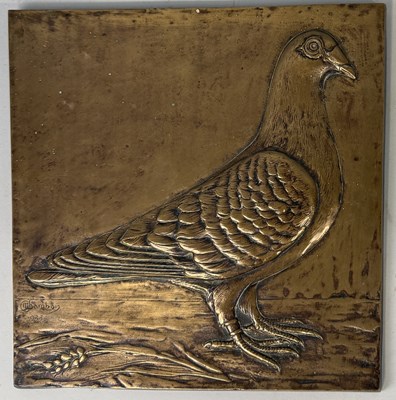 Lot 303 - A FRENCH BRONZE PLAQUE DEPICTING A PIGEON