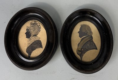 Lot 695 - A PAIR OF 19TH CENTURY SILHOUETTE PAINTINGS