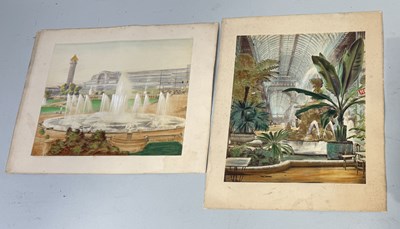 Lot 696 - TWO WATERCOLOUR PAINTINGS OVER PRINT BASES,...