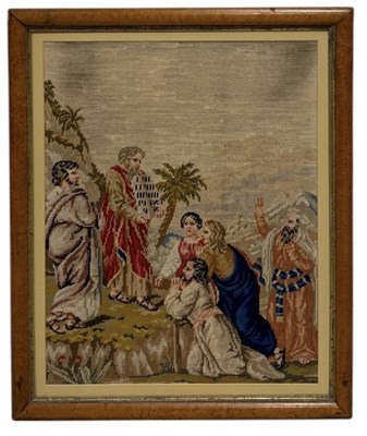 Lot 814 - A RELIGIOUS NEEDLEPOINT EMBROIDERED PANEL