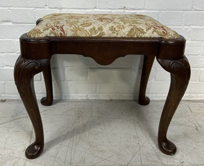 Lot 863D - A VICTORIAN GEORGIAN STYLE WALNUT STOOL WITH UPHOLSTERED SEAT