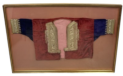 Lot 607C - AN OTTOMAN VELVET JACKET WITH METAL THREAD, 20TH CENTURY