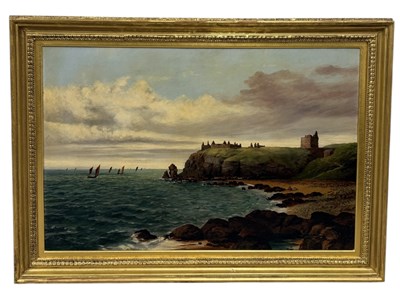 Lot 544 - A 19TH CENTURY OIL PAINTING ON CANVAS DEPICTING DUNOTTAR CASTLE