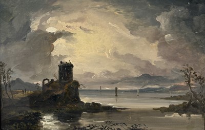 Lot 531A - CIRCLE OF RICHARD WILSON: DUNSTAFFNAGE CASTLE, SOTHEBYS LABEL TO VERSO