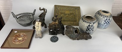 Lot 169 - A COLLECTION OF ASIAN ITEMS TO INCLUDE CHINESE BRONZE CLOISONNE DRAGON