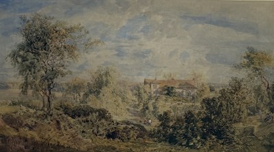 Lot 602 - RICHARD PRATCHETT NOBLE (1829-1861): A WATERCOLOUR PAINTING ON PAPER DEPICTING A RURAL LANDSCAPE SCENE