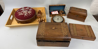 Lot 431 - A MIXED COLLECTION OF TREEN TO INCLUDE WRITING SLOPES