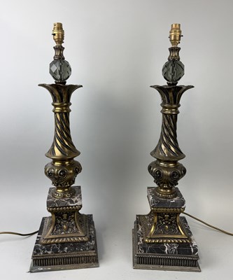 Lot 788 - A PAIR OF MARBLE AND GILT METAL LAMPS