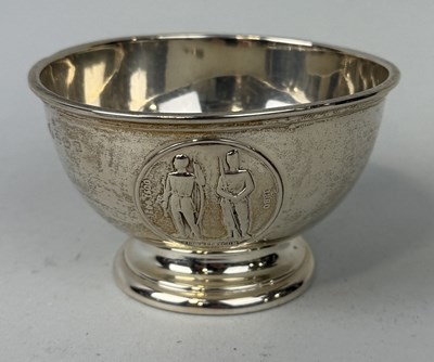 Lot 198 - ELKINGTON AND CO: A SILVER PEDESTAL BOWL 'SIT PERPETUUM'