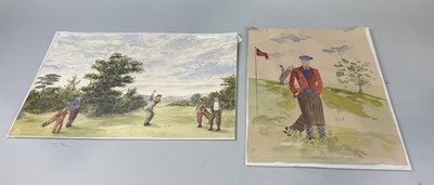 Lot 719 - TWO WATERCOLOURS ON PAPER DEPICTING GOLFING SCENES