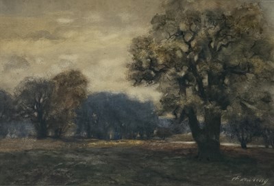 Lot 608 - HENRY FRANKS WARING (BRITISH, FL. 1900-1928): A WATERCOLOUR PAINTING TITLED 'IN RICHMOND PARK'