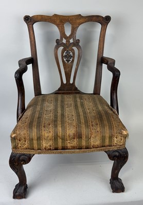 Lot 784 - A 19TH CENTURY GEORGE III STYLE MAHOGANY CHILDS CHAIR WITH CLAW AND BALL FEET