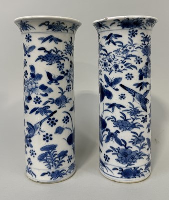 Lot 173 - A PAIR OF CHINESE BLUE AND WHITE SLEEVE VASES