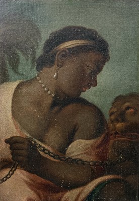 Lot 27 - AN 18TH CENTURY OIL PAINTING ON CANVAS, ALLEGORY OF AFRICA