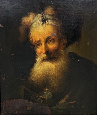 Lot 18 - MANNER OF JOHANN HEINRICH WILHELM TISCHBEIN (1751-1829): AN OIL PAINTING ON CANVAS DEPICTING A MAN WITH A BEARD