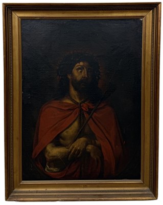 Lot 41 - AN 18TH CENTURY OIL PAINTING ON CANVAS DEPICTING CHRIST