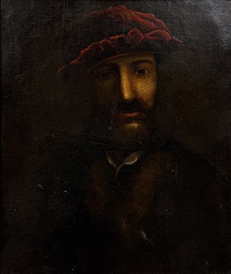 Lot 60 - AFTER PIETRO DELLA VECCHIA (VENETIAN 1603-1678): AN OIL PAINTING ON CANVAS DEPICTING A MAN WEARING A HAT