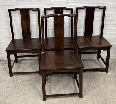 Lot 160 - A SET OF FOUR 19TH CENTURY CHINESE ROSEWOOD CHAIRS