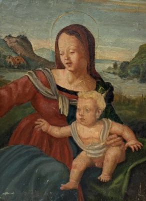 Lot 40 - ITALIANATE PANEL: MADONNA AND CHILD PAINTING