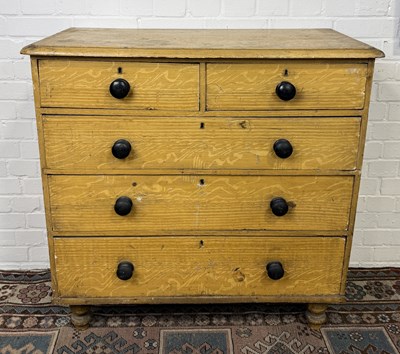 Lot 744 - A 19TH CENTURY SCUMBLE PINE CHEST OF DRAWERS