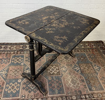 Lot 745 - AN ANTIQUE CHINOISERIE PAINTED DROP FLAP TABLE POSSIBLY REGENCY PERIOD