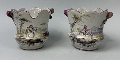 Lot 886 - FRENCH FAIENCE VEUVE PERRIN: A PAIR OF CUPS WITH PAINTED DECORATION