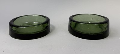 Lot 398 - A PAIR OF MID CENTURY HEAVY GLASS ASHTRAYS