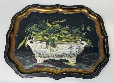 Lot 411 - A PAINTED METAL TRAY BY KELLER CHARLES