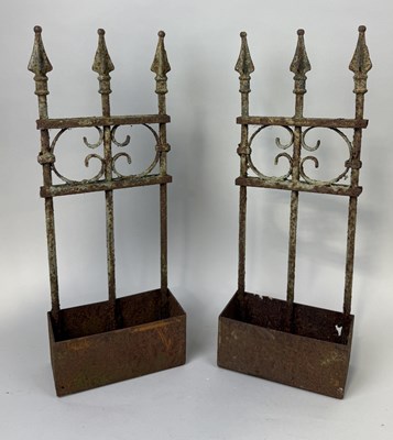 Lot 786 - A PAIR OF WROUGHT IRON STICK STANDS