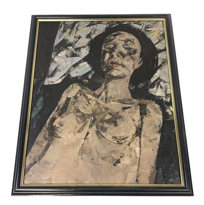 Lot 565 - A 20TH CENTURY OIL PAINTING ON CANVAS DEPICTING A NUDE LADY