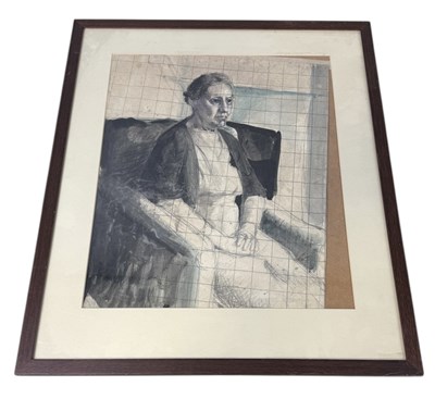 Lot 649 - A WATERCOLOUR PAINTING ON PAPER DEPICTING A SEATED LADY