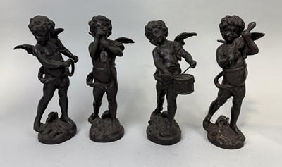 Lot 294 - A GROUP OF FOUR BRONZE PUTTI SIGNED 'MOREAU'