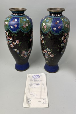 Lot 69 - A PAIR OF JAPANESE CLOISONNE VASES