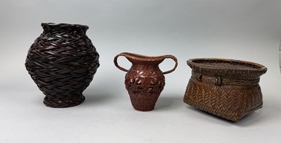 Lot 122 - A GROUP OF THREE JAPANESE WOVEN BASKETS