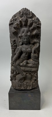 Lot 65 - A BLACK STONE STELE, PROBABLY EAST INDIA ANTIQUE