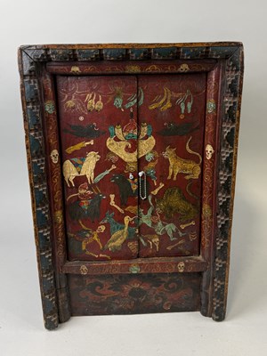 Lot 119 - A PAINTED TIBETAN CUPBOARD