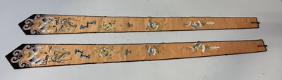 Lot 103 - TWO CHINESE SILK EMBROIDERED HANGINGS, LATE QING DYNASTY