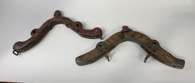 Lot 395 - TWO ANTIQUE PAINTED CARVED WOOD HARNESSES