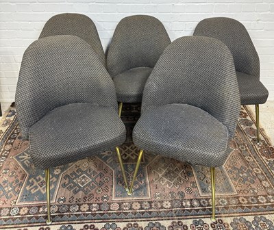 Lot 799 - A SET OF FIVE MID CENTURY CHAIRS WITH HEAVY METAL LEGS