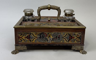 Lot 355 - A BOULLE AND BRASS INKWELL, REGENCY PERIOD CIRCA 1810-1820