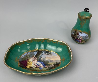 Lot 351 - A SEVRES PAINTED EWER AND STAND