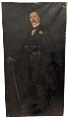 Lot 462 - A VERY LARGE OIL PAINTING ON CANVAS DEPICTING OF A GENTLEMAN