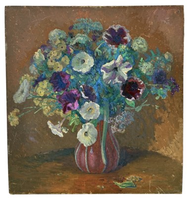 Lot 503 - WILLIAM SAMUEL HORTON (AMERICAN 1865-1936): AN OIL PAINTING ON BOARD 'PETUNIAS'