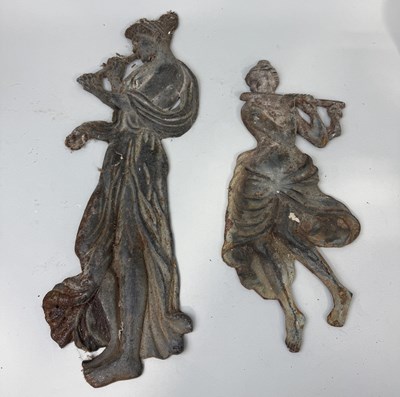 Lot 372 - TWO VICTORIAN METAL FIGURES PLAYING INSTRUMENTS