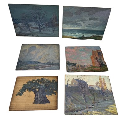 Lot 468 - WILLIAM SAMUEL HORTON (AMERICAN 1865-1936): A GROUP OF SIX OIL PAINTING SKETCHES ON BOARD