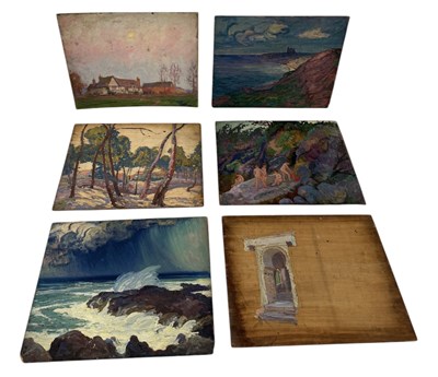 Lot 470 - WILLIAM SAMUEL HORTON (AMERICAN 1865-1936): A GROUP OF SIX OIL PAINTING SKETCHES ON BOARD